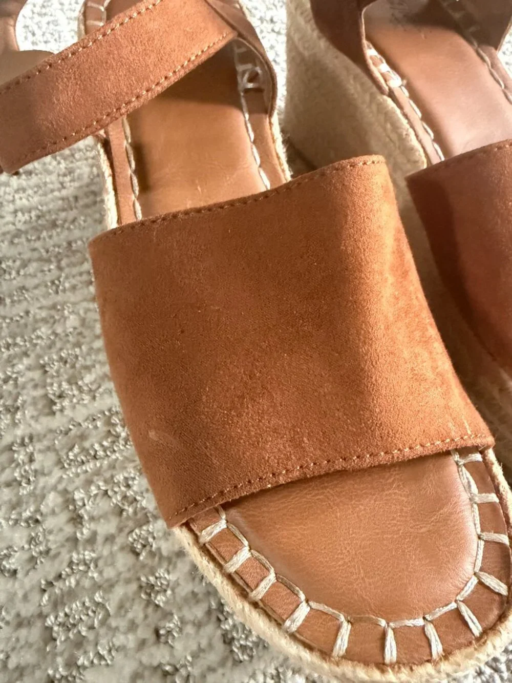 Universal Thread Morgan Cognac Brown Espadrille Wedge Sandal-Size 7